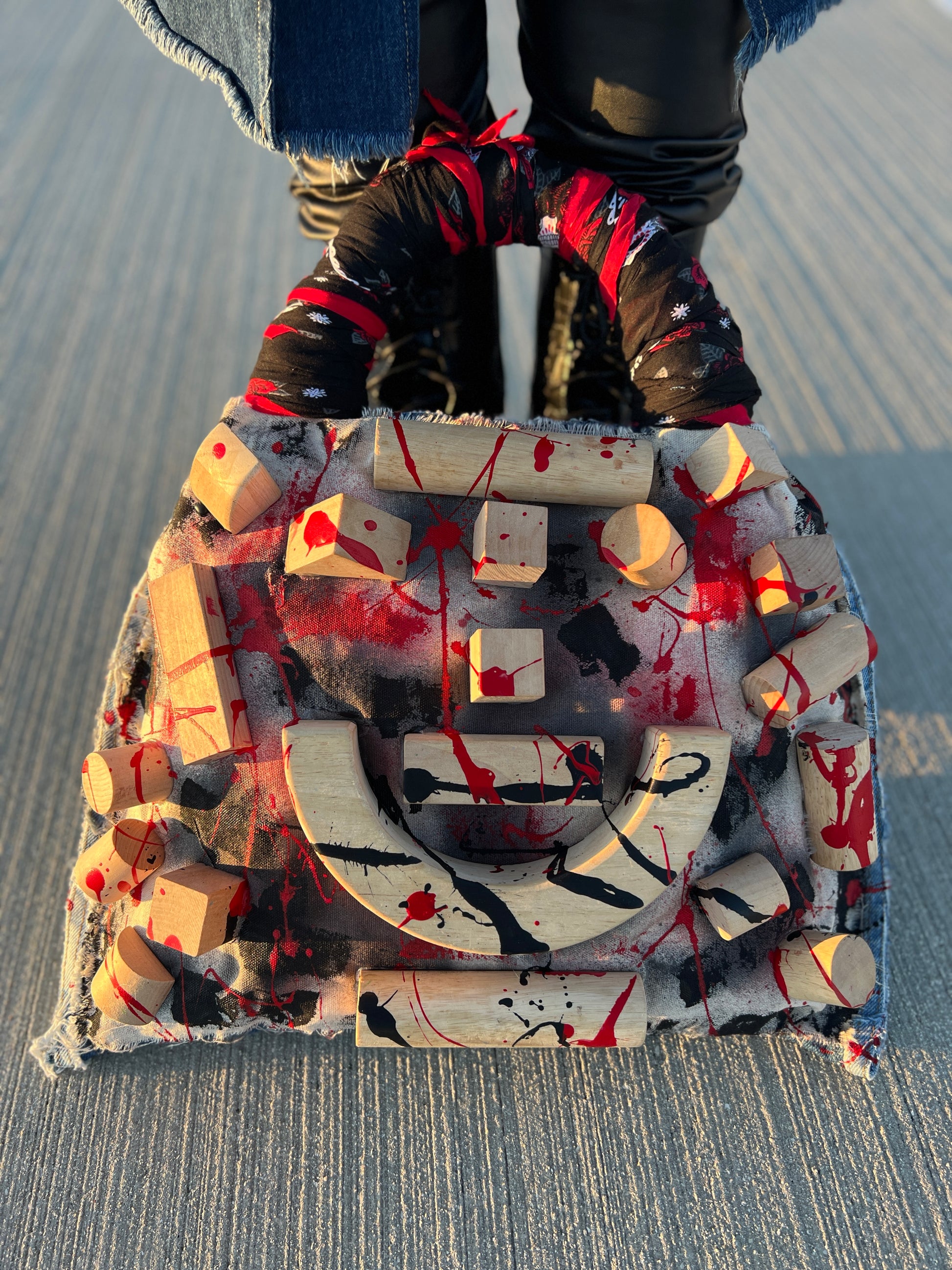 Large Graffiti Grunge Abstract Denim Tote Bag : Uniquely Different
