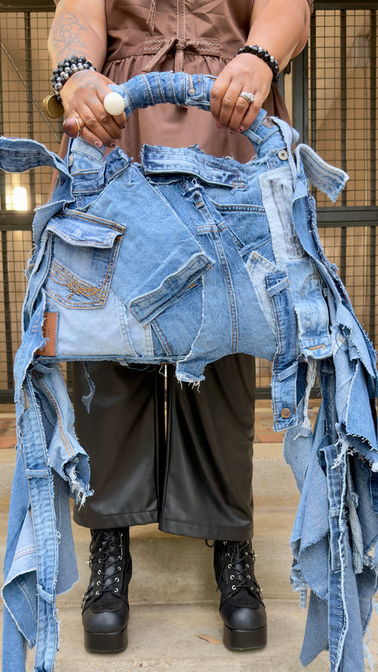 Stand Out Ugly Denim Bag : Funky Grunge Upcycled Handbag (One-of-a-Kind)