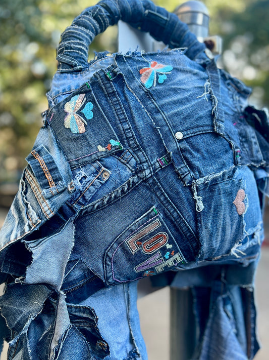Love Always Ugly Denim Grunge Bag