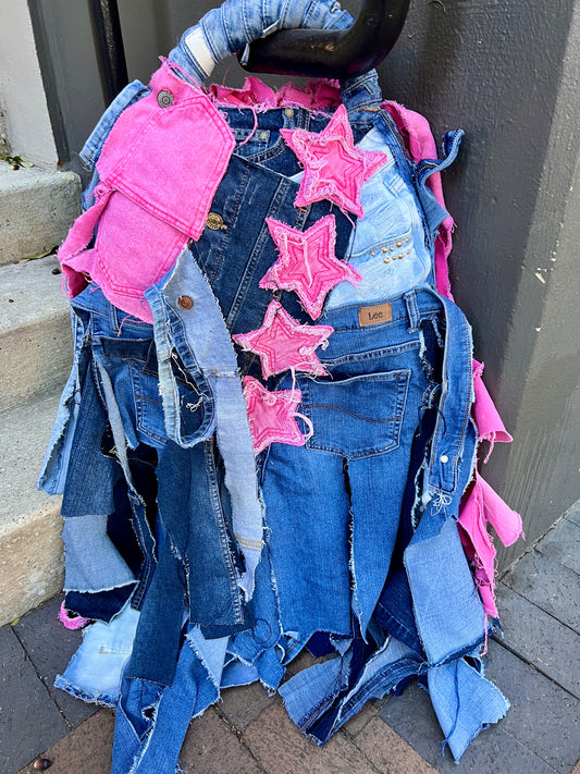 Big Ole' Pink Ugly Denim Grunge Bag