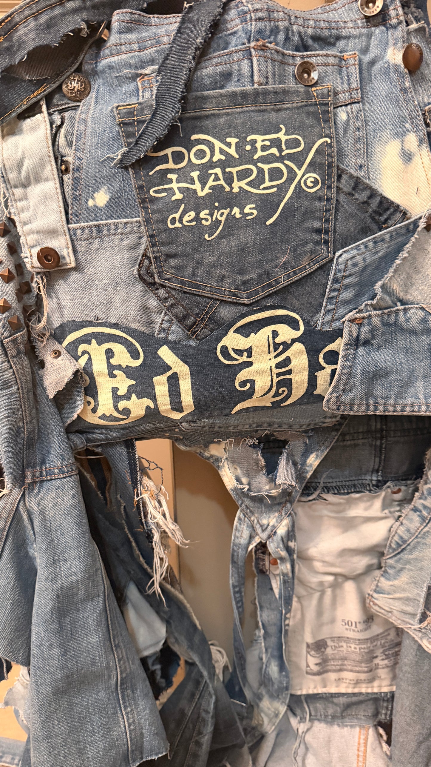 Funky Ugly Denim On Denim Upcycled Grunge Statement Bag