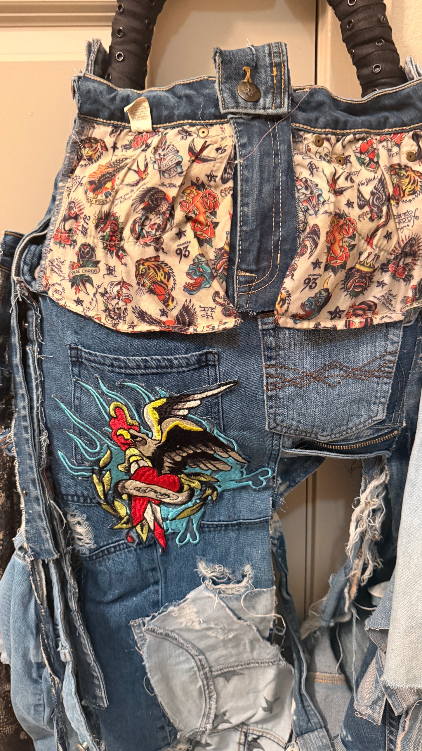 Funky Ugly Denim On Denim Upcycled Grunge Statement Bag