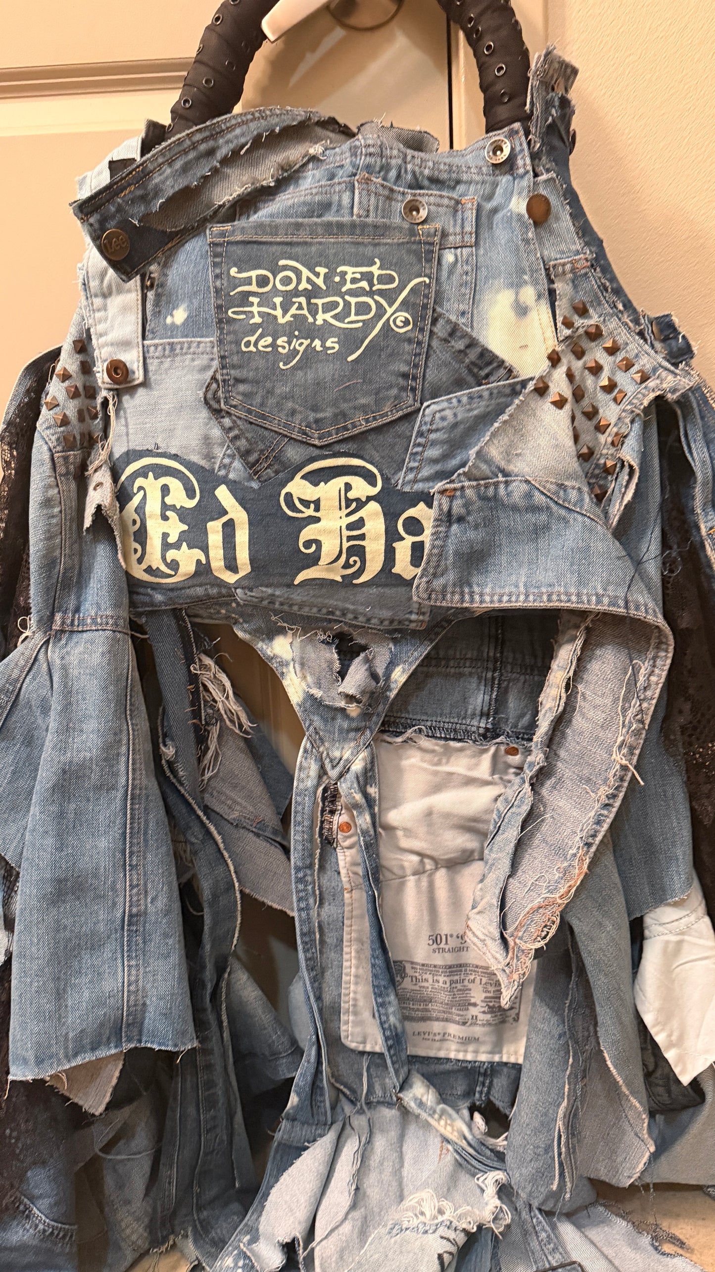 Funky Ugly Denim On Denim Upcycled Grunge Statement Bag