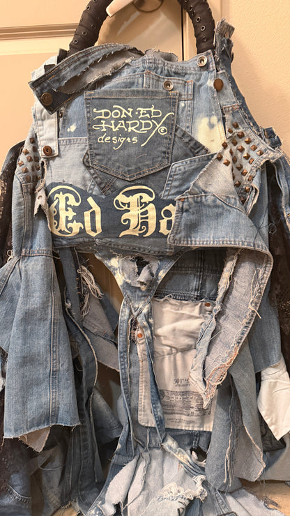 Funky Ugly Denim On Denim Upcycled Grunge Statement Bag