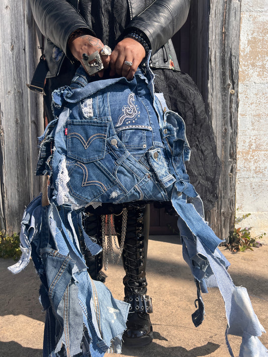 2 Sided Ugly Denim Pocket Shred Bag