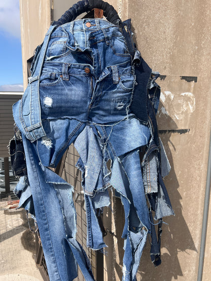 Never Plain Ugly Denim On Denim Jean Upcycled Bag