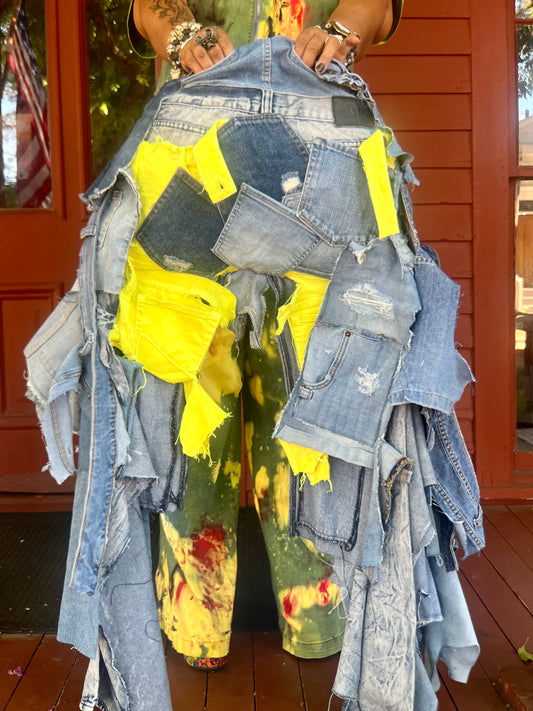 Ugly Yellow-Shred Junk Denim Grunge Bag Funky Statement Bag!