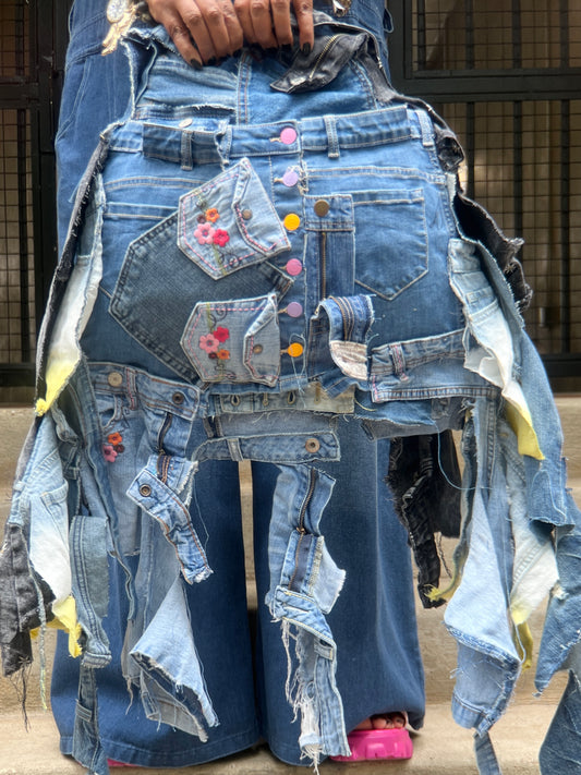 Trashy Two Sided Color Ugly Denim Bag: Odd Style