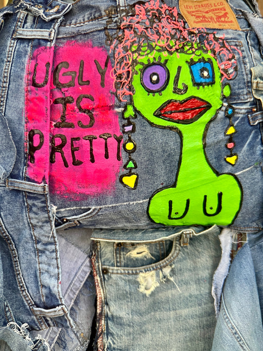 UGLY IS PRETTY DENIM TOTE BAG: ANTI-BULLYING STATEMENT ART #6