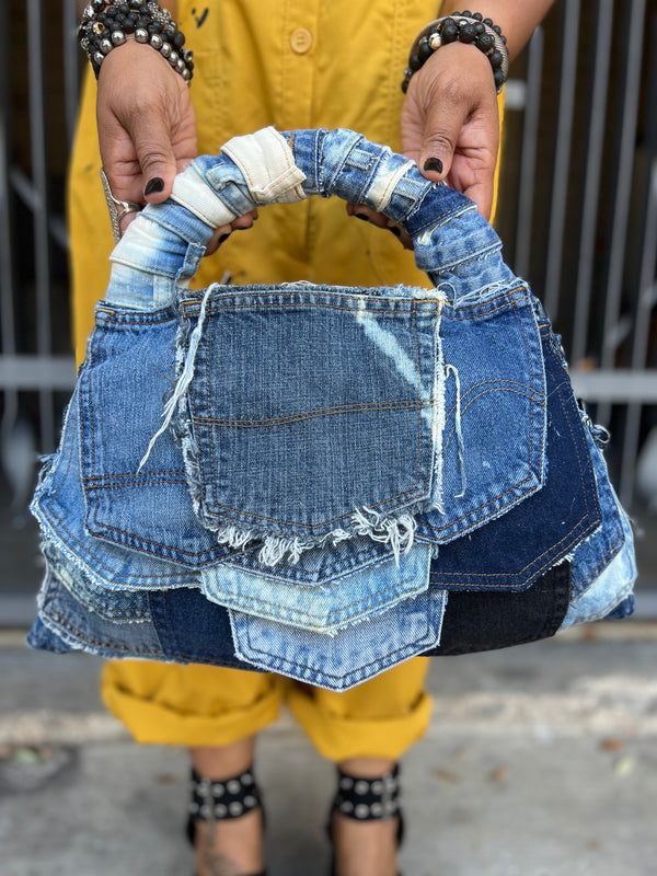 Ugly 2 Sided Pocket And Shorts Funky Denim Rag Bag - Funky Grunge Boutique