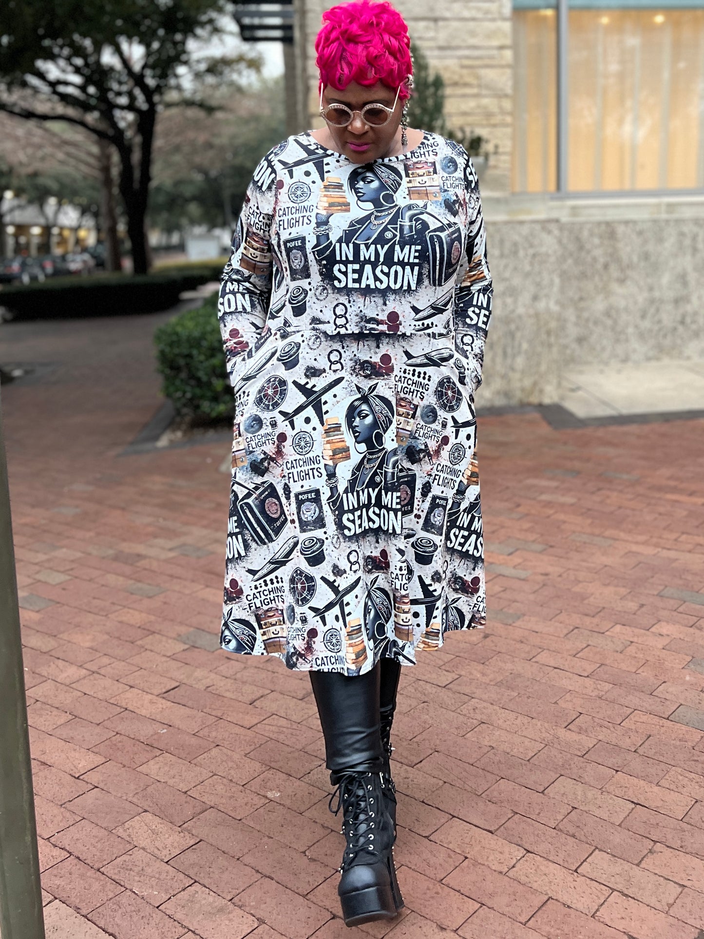 Tangie Bell Wearing In My Me Season Funky Grunge Inspirational Message Art Dress